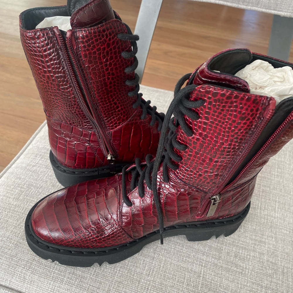Aquatalia leather combat boots